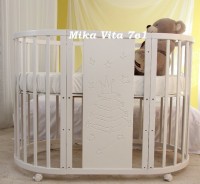 Круглая-овальная кроватка 7в1 Mika Vita 75x125