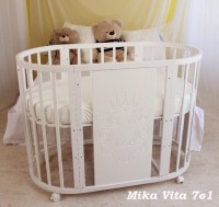 Круглая-овальная кроватка 7в1 Mika Vita 65x125