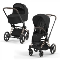 Детская коляска 2 в 1 Cybex Priam IV от рождения, люлька + прогулочный блок, Rosegold
