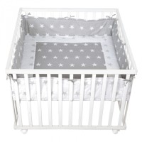 Детский квадратный манеж 100х100 ROBA с бампером Little stars, белый