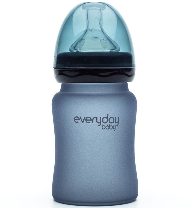  Стеклянная бутылочка Everyday Baby с индикатором температуры и с защитным силиконовым покрытием, 150 мл
