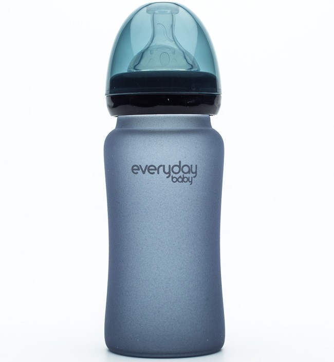  Стеклянная бутылочка Everyday Baby с индикатором температуры и с защитным силиконовым покрытием, 240 мл